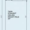 Bromic Heating Bromic Eclipse Electric Ceiling Pole (24" Twin Straight) - BH3230003